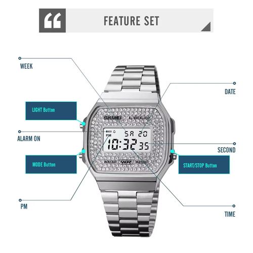  Montre Numérique Étanche Pour Homme Avec Bracelet En Acier