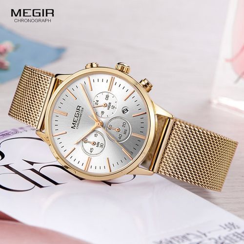 Montre Chronographe En Maille – Dorée – Mf2