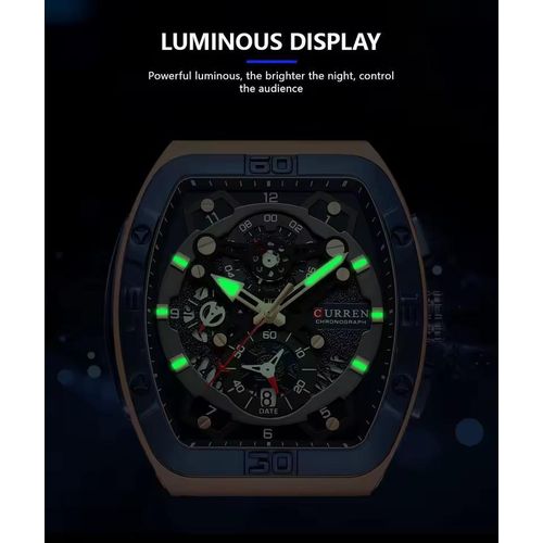 Montre Carré Quartz Montre-bracelet Étanche Lumineux Chronographe