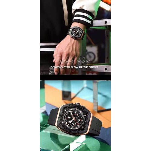 Montre Carré Quartz Montre-bracelet Étanche Lumineux Chronographe thumbnail 3