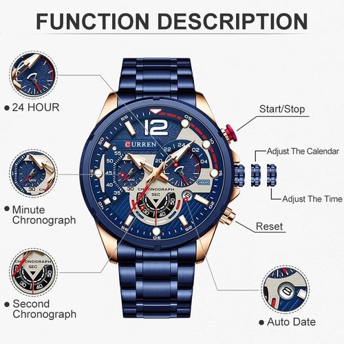 Montre Pour Homme En Acier, Chronographe Et Lumineuse thumbnail 3
