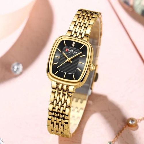  Montre À Quartz Pour Femme, Simple Et Élégante, Cadran Carré Localité, Bracelet En Acier