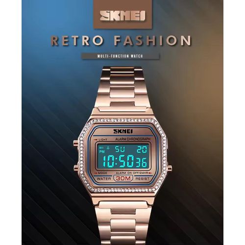  Montre Numérique Étanche Avec Bracelet En Acier