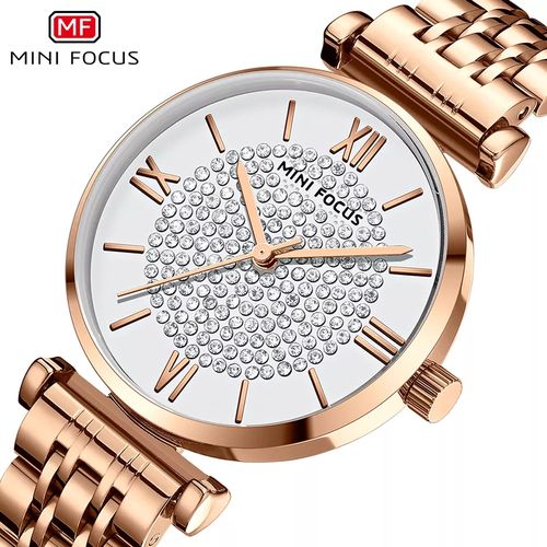 Montre-bracelet Bronze, Avec Strass, Entièrement En Diamant thumbnail 3