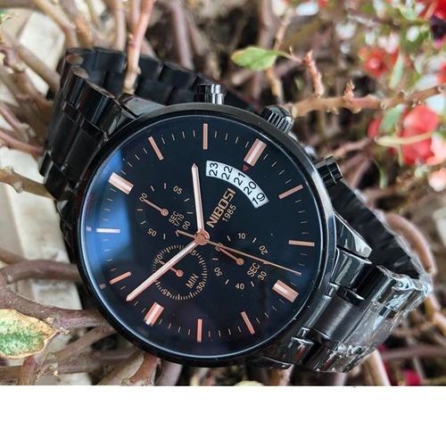 Montre Chronographe Mouvement Quartz Noir - Aiguille - Rose Gold thumbnail 3