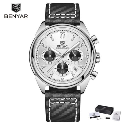 Montre-bracelet En Cuir Véritable Chronographe