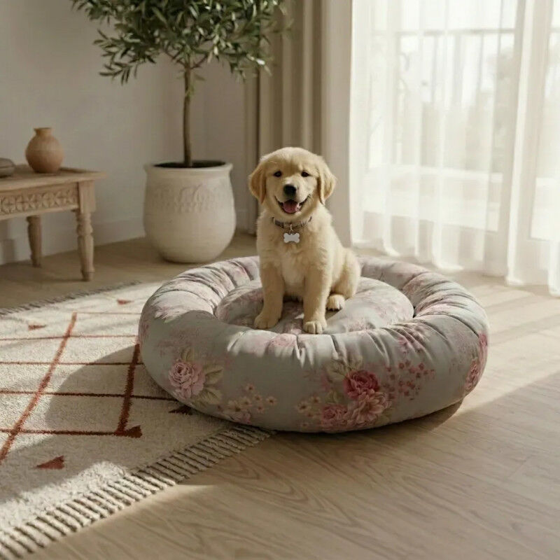 Coussin Donut Xl En Lin - Light Blue- Chat Ou Chien thumbnail 3