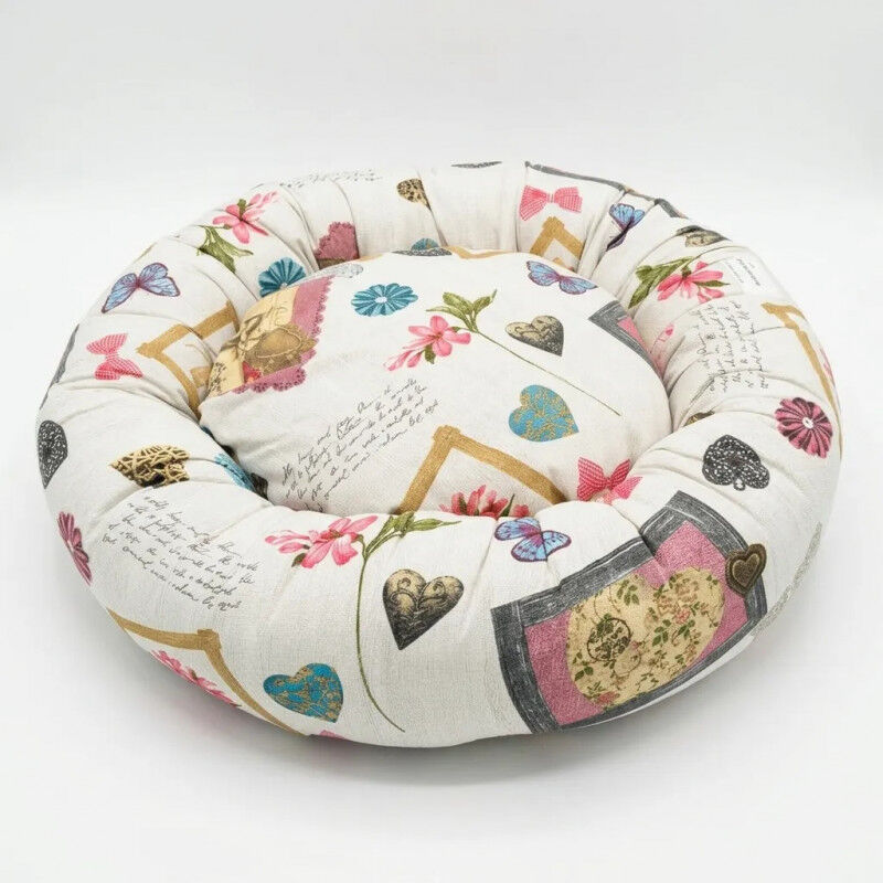 Coussin Donut Xl En Lin Cozy Flower Pour Chien Et Chat