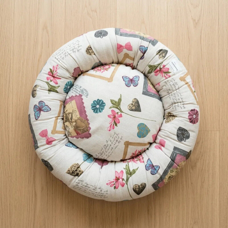 Coussin Donut Xl En Lin Cozy Flower Pour Chien Et Chat