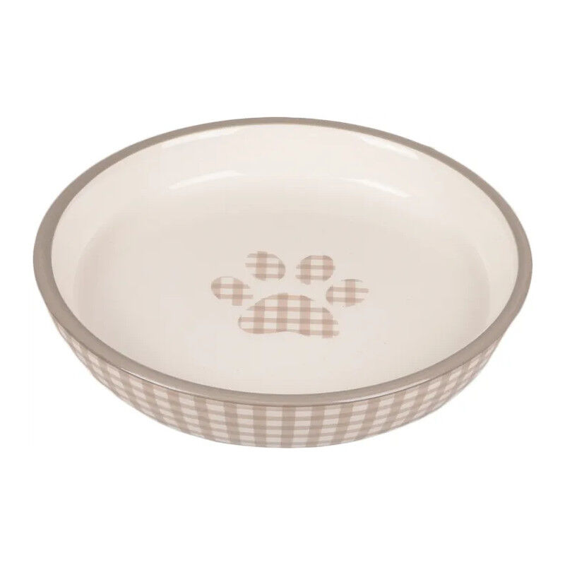 Gamelle En Céramique Pour Chat Mylo Rond Beige Blanc