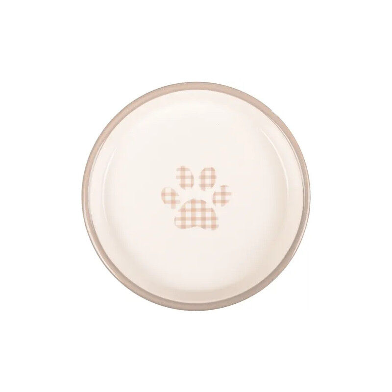 Gamelle En Céramique Pour Chat Mylo Rond Beige Blanc