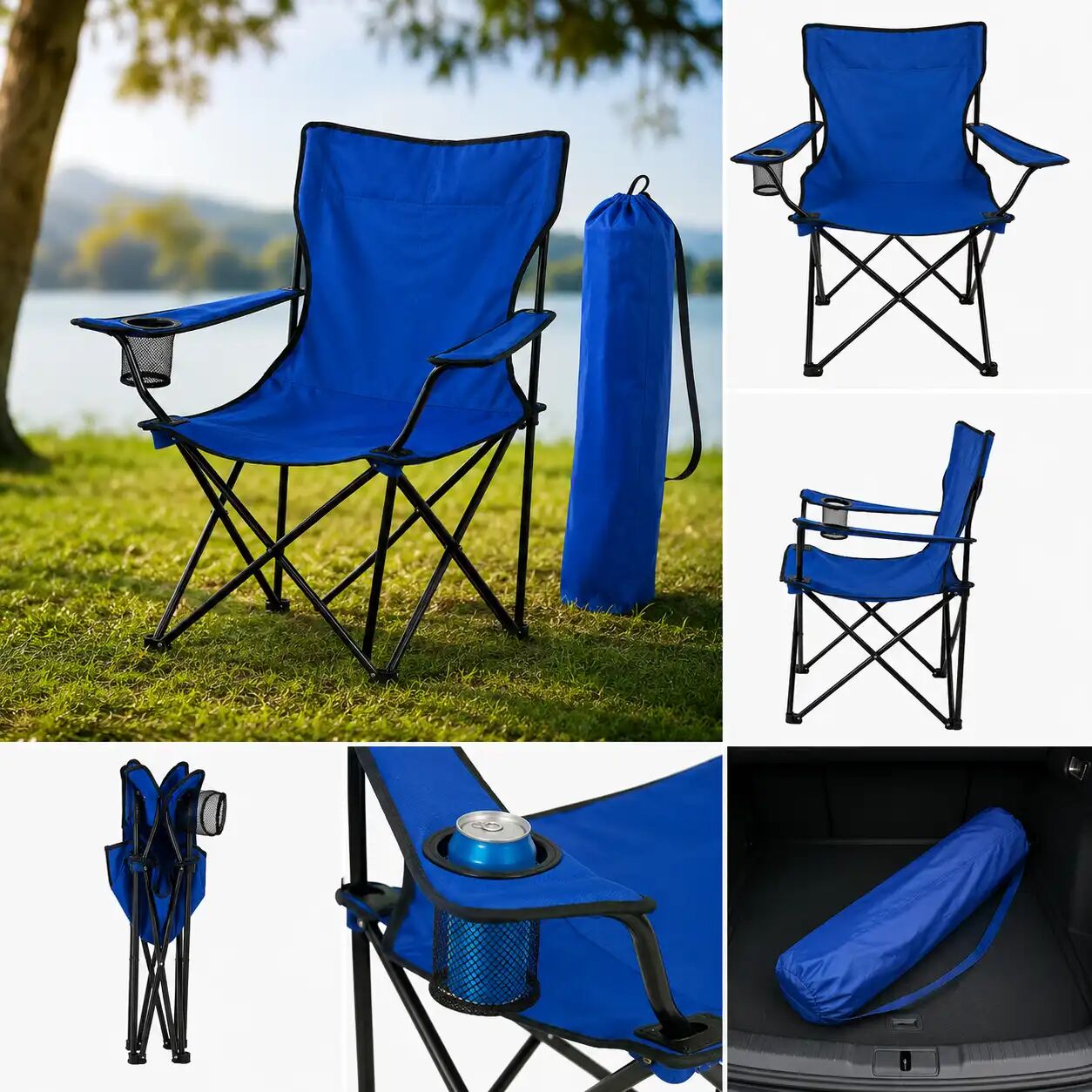 Fauteuil De Camping Pliable Premium Avec Porte-gobelet Et Sac De Transport thumbnail 1