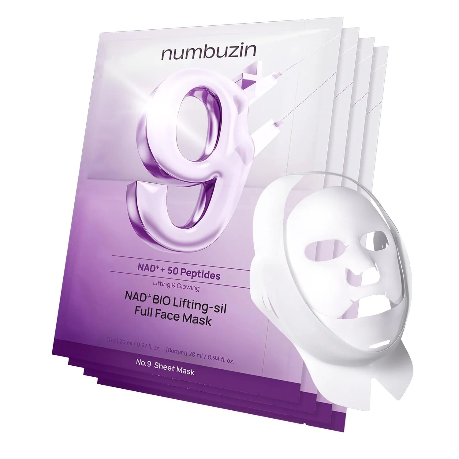Numbuzin No9 Nad Bio Lifting Full Cover Facial Mask - 4 Masks