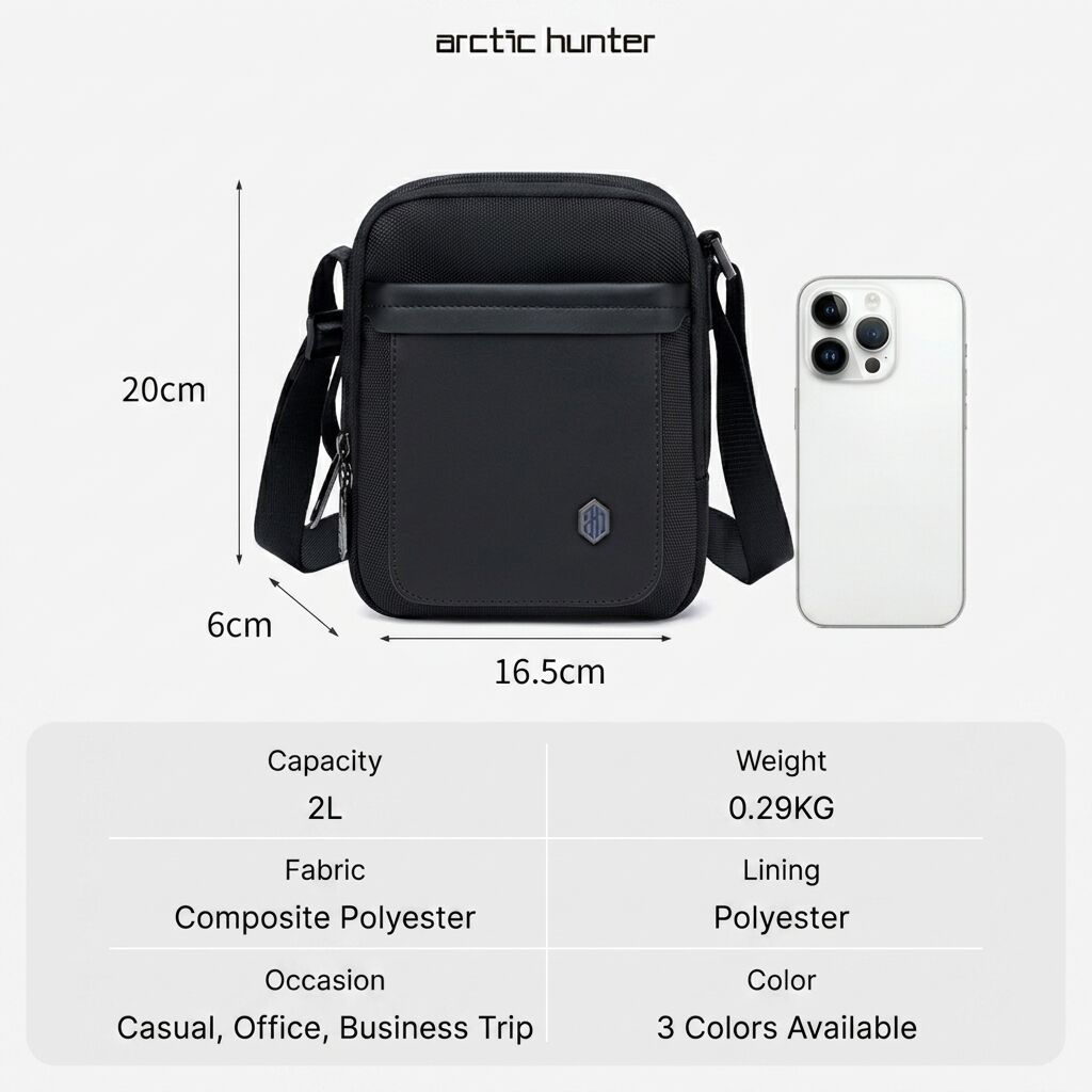 Sac Bandoulière Compact Avec Fermeture Éclair Et Poche Extérieure