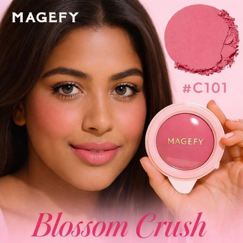 Magefy Matte Oil Control Blush Powder C101 Blossom Crush - Fard À Joues Poudre Mat Haute Pigmentation, Blush Visage Effet Bonne Mine Naturel