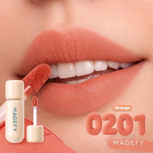 Magefy Velvet Up Lip Cream O201 Orange Nude - Rouge À Lèvres Liquide Effet Velours, Lip Cream Couleur Orange Nude, Maquillage Lèvres Texture Douce