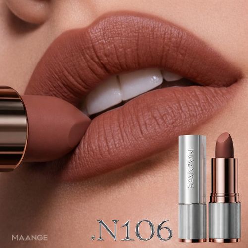 Blur Matte Lipstick N106 - Rouge À Lèvres Mat Velours Nude Brun Chocolat Chaud, Effet Flouté, Texture Crémeuse Confort Longue Durée thumbnail 3