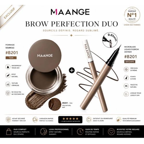 Maange Brown Beauty Duo - Eyeliner Liquide Waterproof B201 & Gel Sourcils Waterproof B201
