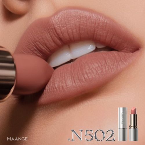 Maange Blur Matte Lipstick N502 - Rouge À Lèvres Mat Velours Couleur Nude Rosé, Texture Crémeuse, Fini Mat Naturel