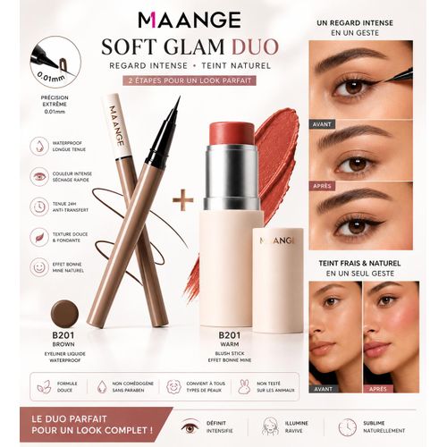 Soft Glam Duo - Eyeliner Liquide Waterproof B201 & Blush Stick B201 Pour Regard Intense Et Teint Naturel thumbnail 3