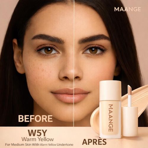 Maange Concealer Liquid W5y - Anti - Cernes Liquide Couvrance Modulable, Correcteur Teint Moyen Sous - Ton Jaune