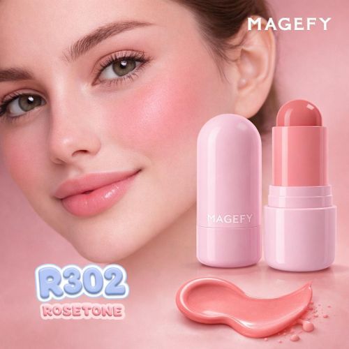 Magefy Softlight Pigment Blush Stick R302 Rose Tone - Blush Crème En Stick Haute Pigmentation, Fard À Joues Effet Glow Naturel