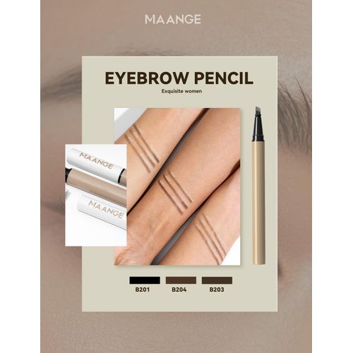 Maange Microblade Eyebrow Definer B201 Taupe Brown - Stylo Sourcils Waterproof Triple Pointe Effet Microblading Naturel