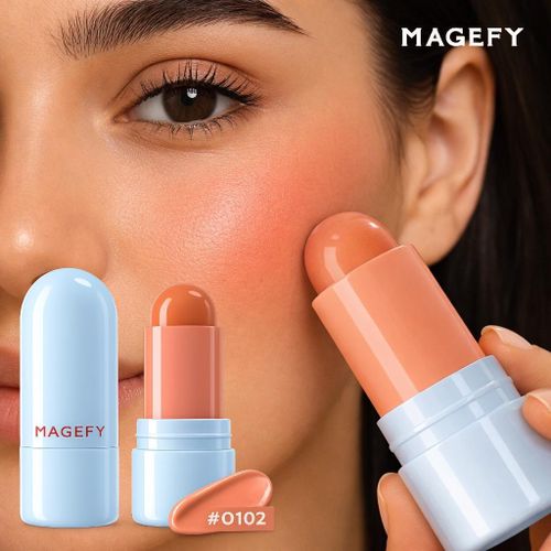 Magefy Softlight Pigment Blush Stick O102 Orange - Blush Crème En Stick Haute Pigmentation, Fard À Joues Texture Crémeuse Effet Glow Naturel