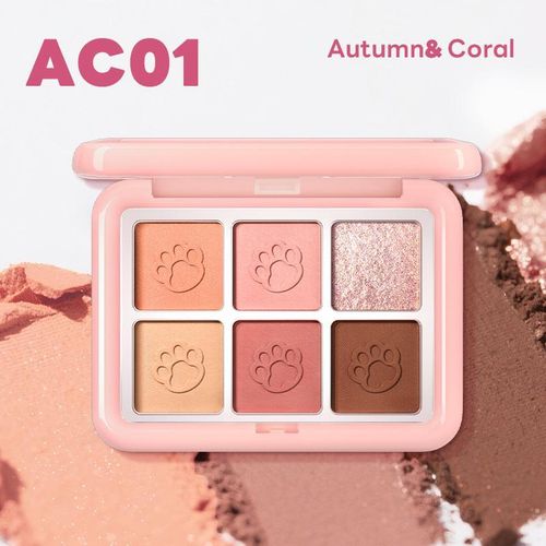 Magefy Palette Fards À Paupières Ac01 Autumn & Coral - Palette Maquillage Yeux 6 Couleurs Nude, Corail Et Brun - Fini Mat Et Scintillant