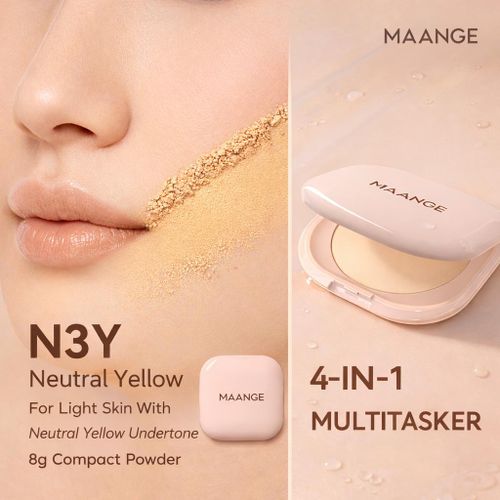 Maange Blur Matte Powder Foundation N3y - Poudre Compacte Matifiante Teint Clair Sous - Ton Jaune Neutre 8g thumbnail 3