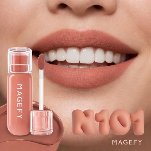 Magefy N101 Nude Matte Lip Tint - Rouge À Lèvres Liquide Mat Naturel, Effet Velours, Longue Tenue Confort
