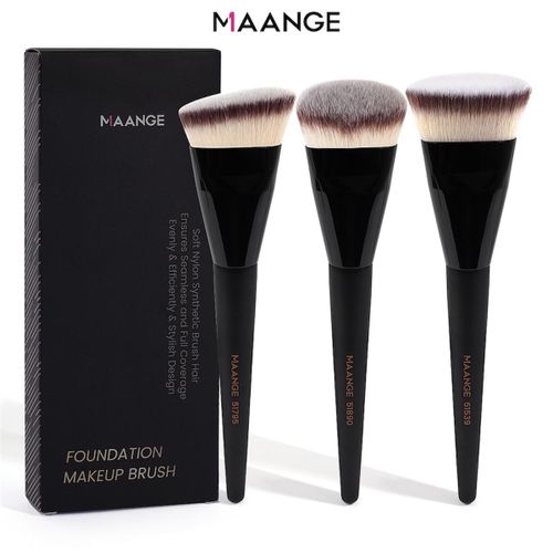Maange Set 3 Pinceaux Maquillage Professionnels - Pinceau Fond De Teint, Poudre & Blush - Poils Synthétiques Doux - Accessoires Maquillage Visage