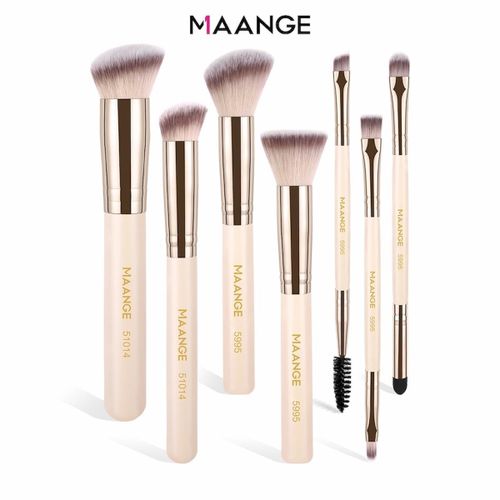 Set 7 Pinceaux De Maquillage Professionnels - Fond De Teint, Blush, Anti - Cernes, Yeux & Sourcils - Fibres Douces Haute Densité thumbnail 3