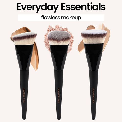 Set 3 Pinceaux Maquillage Professionnels - Pinceau Fond De Teint, Poudre & Blush - Poils Synthétiques Doux - Accessoires Maquillage Visage thumbnail 3