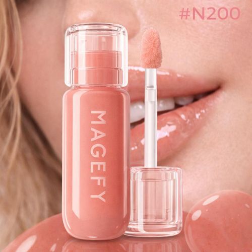Magefy Serum Lip Gloss N200 Nude Peach - Brillant À Lèvres Effet Gloss Lumineux, Lip Gloss Couleur Nude Peach