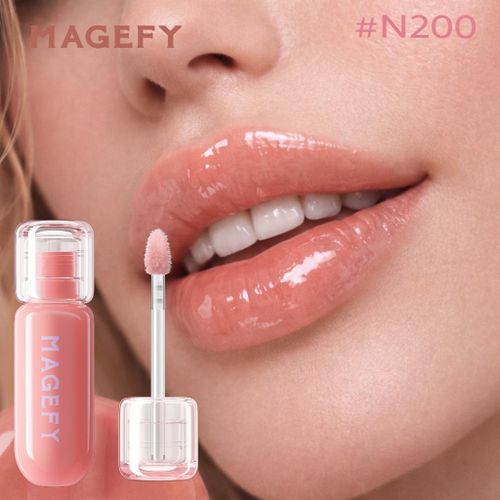 Magefy Serum Lip Gloss N200 Nude Peach - Brillant À Lèvres Effet Gloss Lumineux, Lip Gloss Couleur Nude Peach