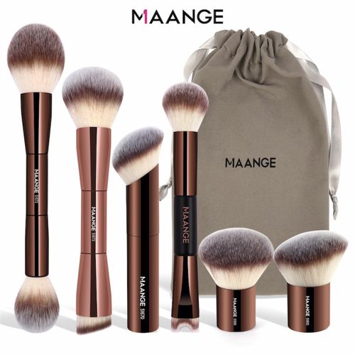 Kit De 6 Pinceaux De Maquillage En Aluminium Professionnels Avec Pochette