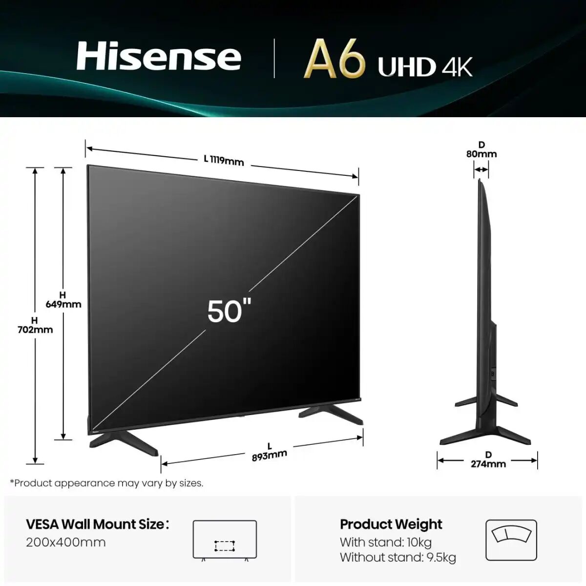 Téléviseur Led 50 – Modèle 50a6q