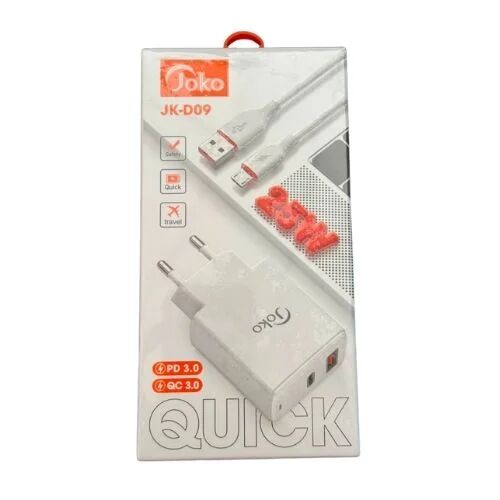 Chargeur Secteur Rapide Jk-d09 – Pd 3.0 & Qc 3.0 (câble V8 / Micro-usb Inclus)
