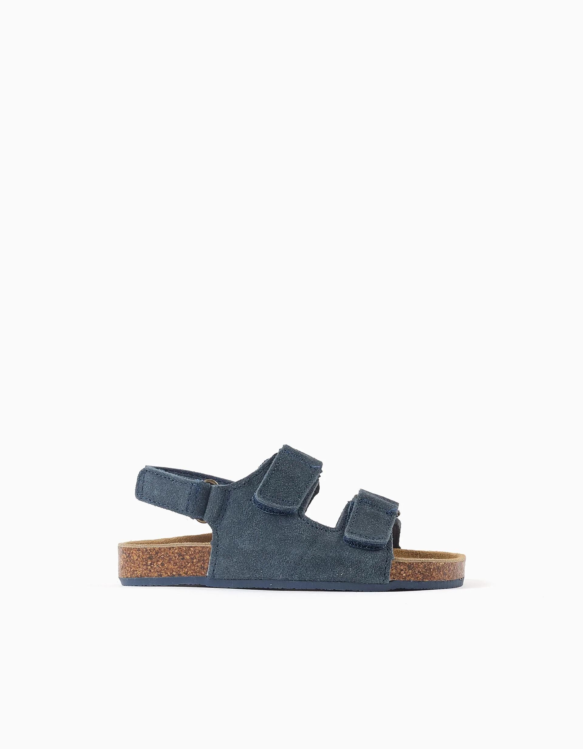 Suede Footbed Sandals With Cork Insole For Baby Boys