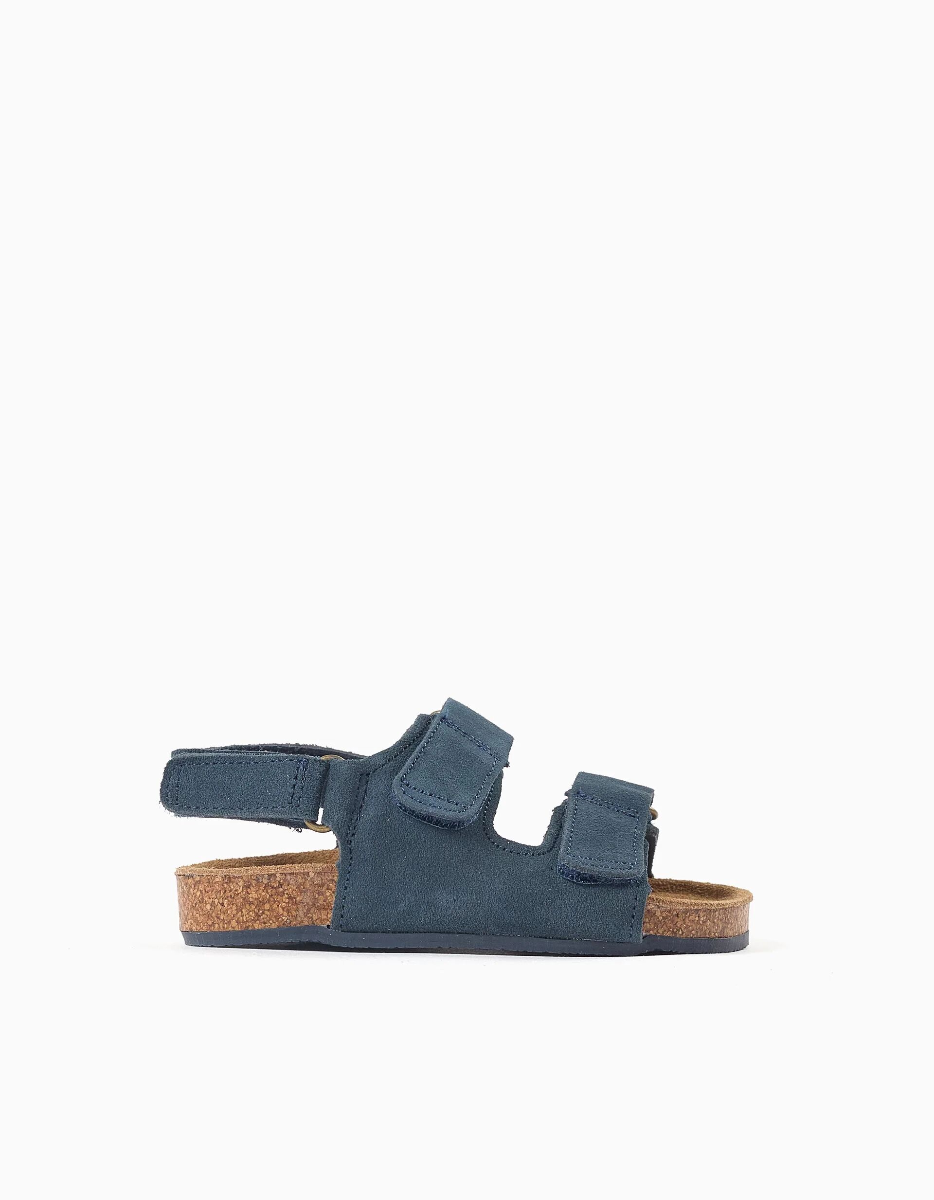 Suede Footbed Sandals With Cork Insole For Baby Boys
