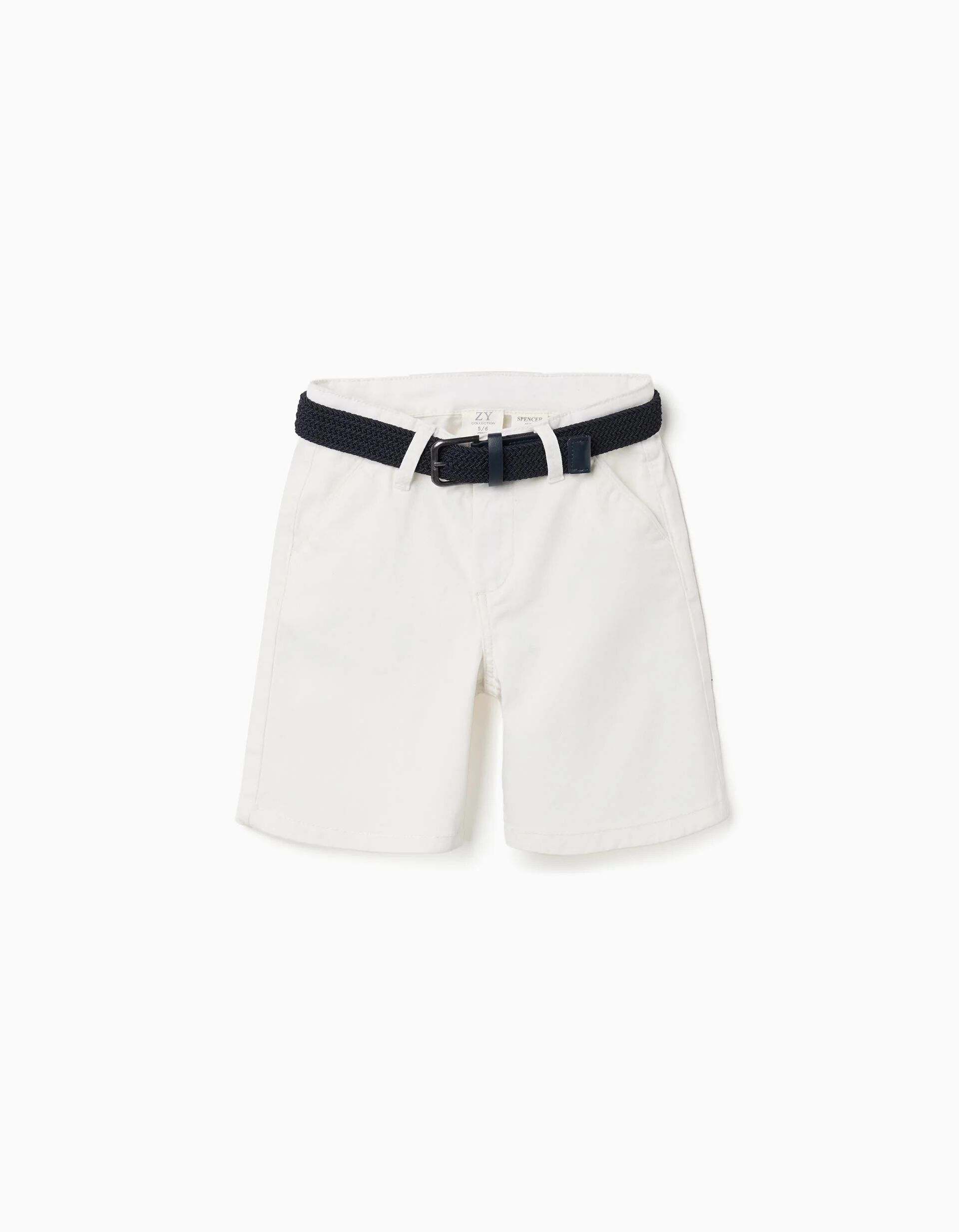 Twill Midi Shorts With Belt For Boys