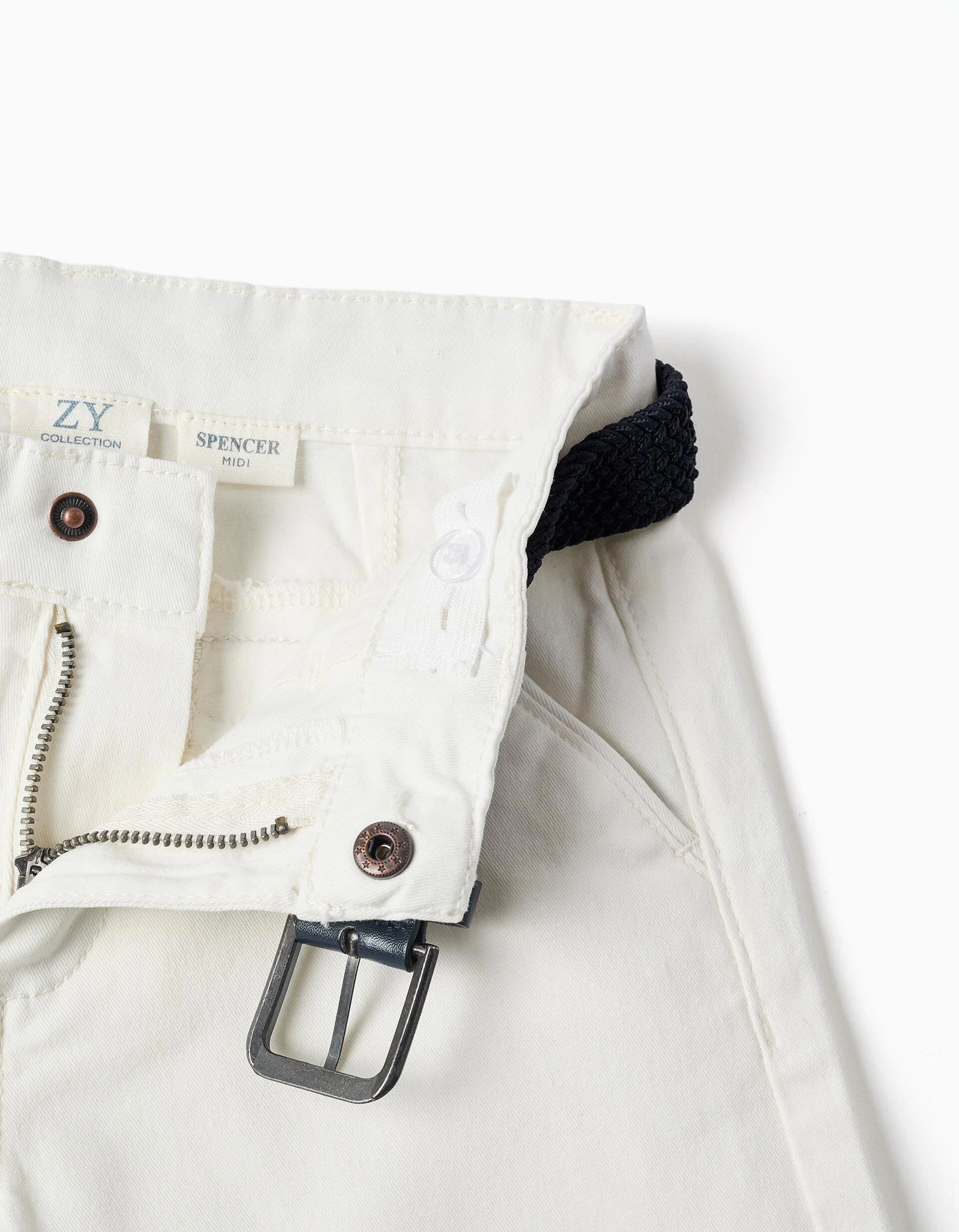 Twill Midi Shorts With Belt For Boys thumbnail 3