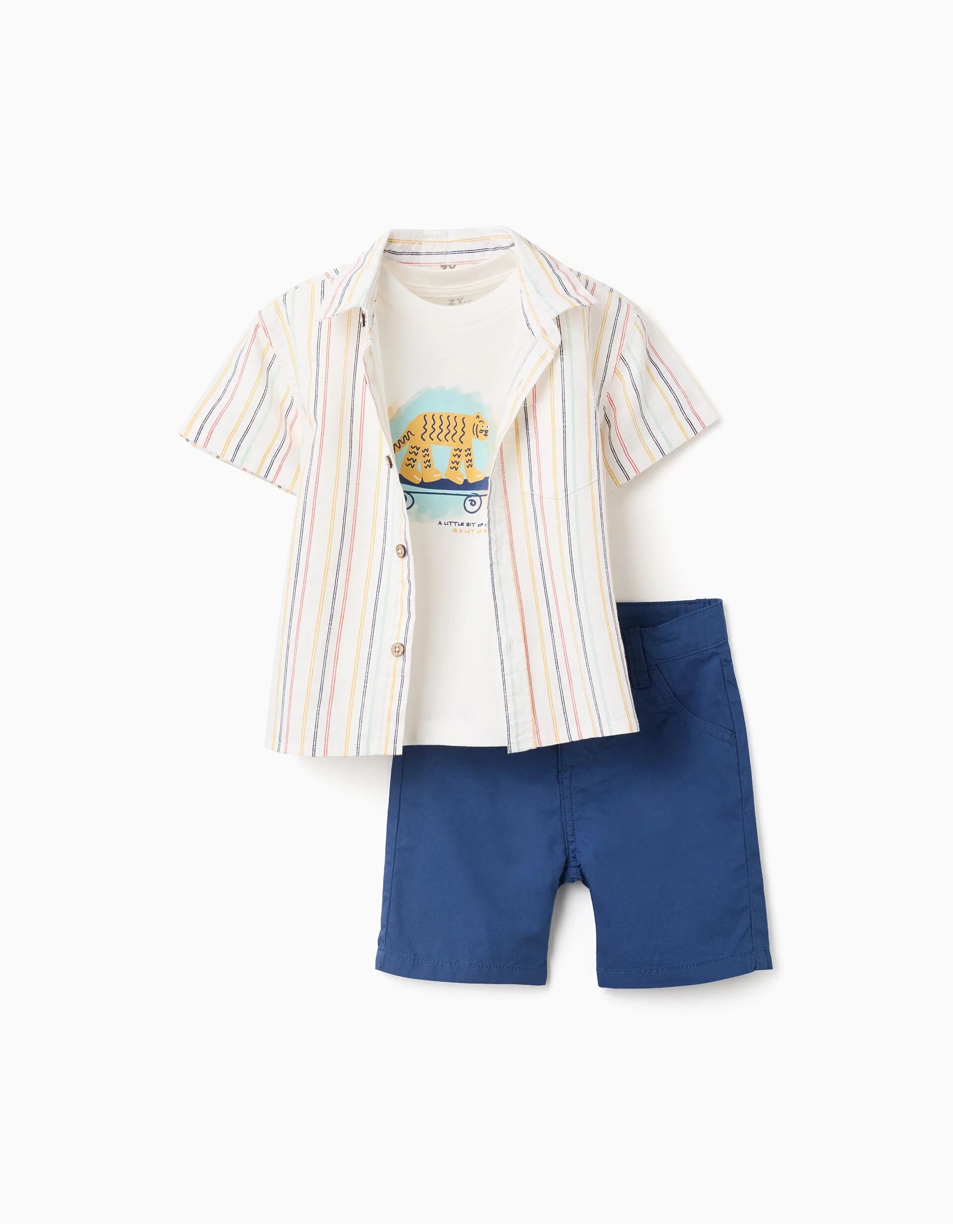 3-piece Short Sleeve Cotton Set For Baby Boys