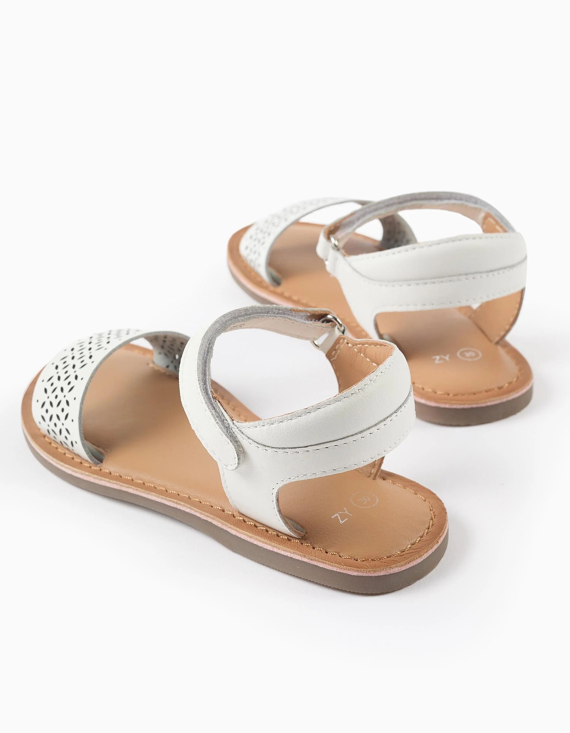 Leather Sandals With Mosaic Laser Cut Strap For Girls thumbnail 3