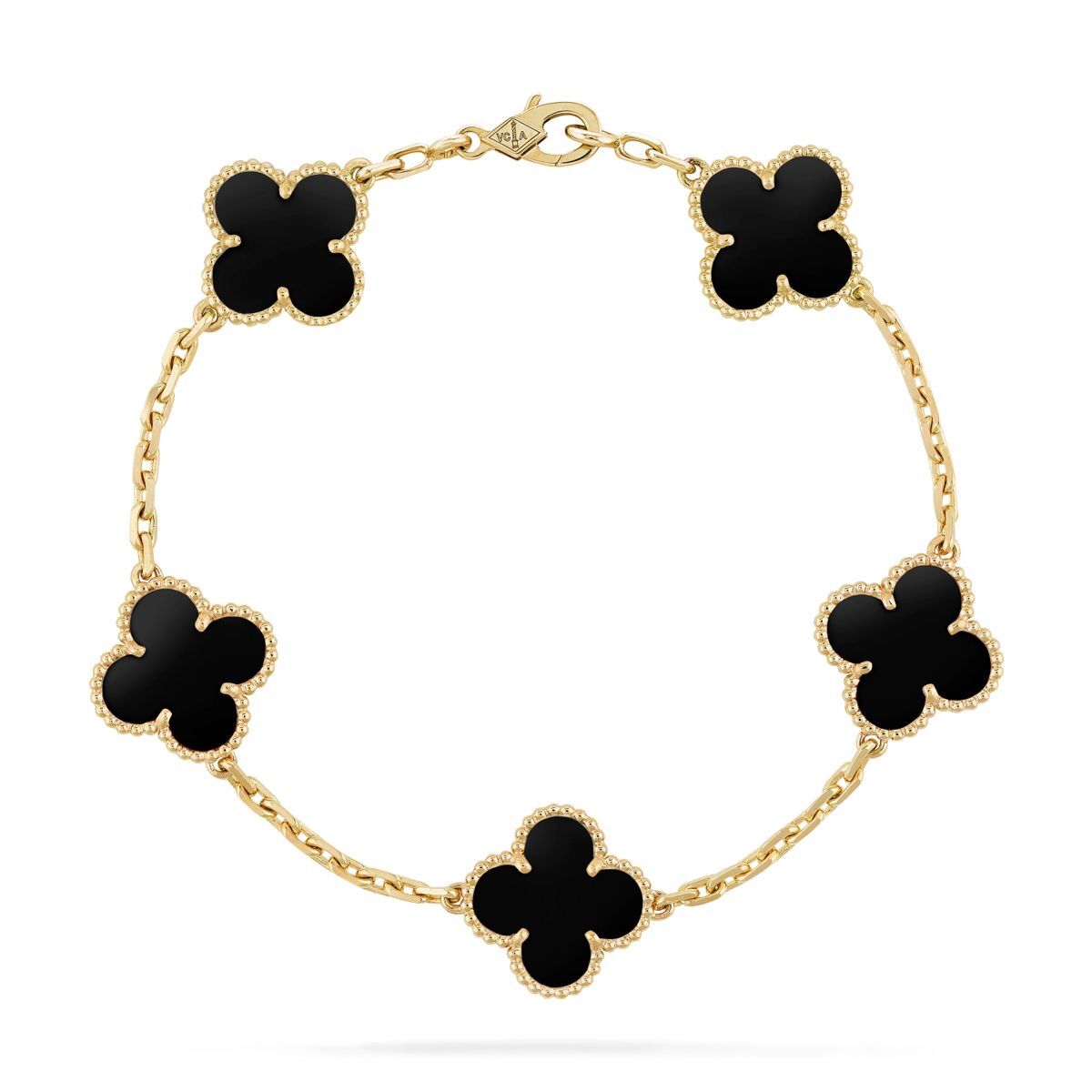 Bracelet Vintage Chaîne Doré Motif Noir