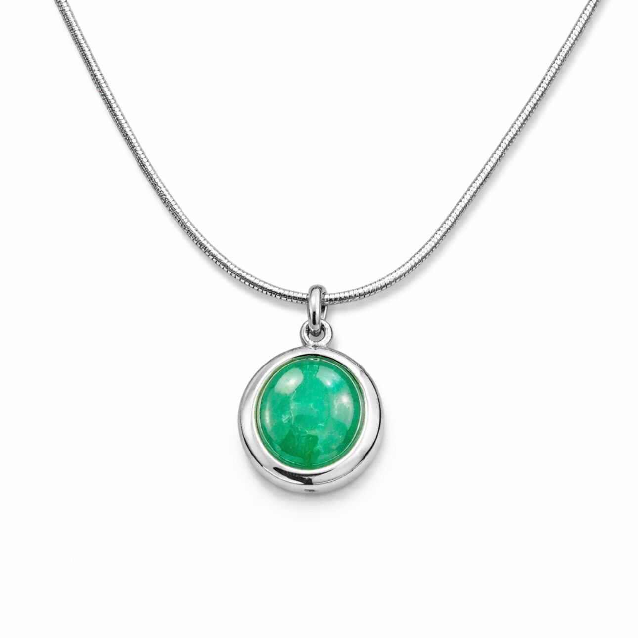 Collier Moonstone Argenté Pierre Verte