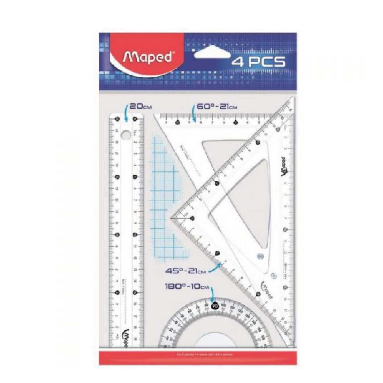 Ensemble Kit De Traçage 20 Cm 4 Pièces Maped Geometric