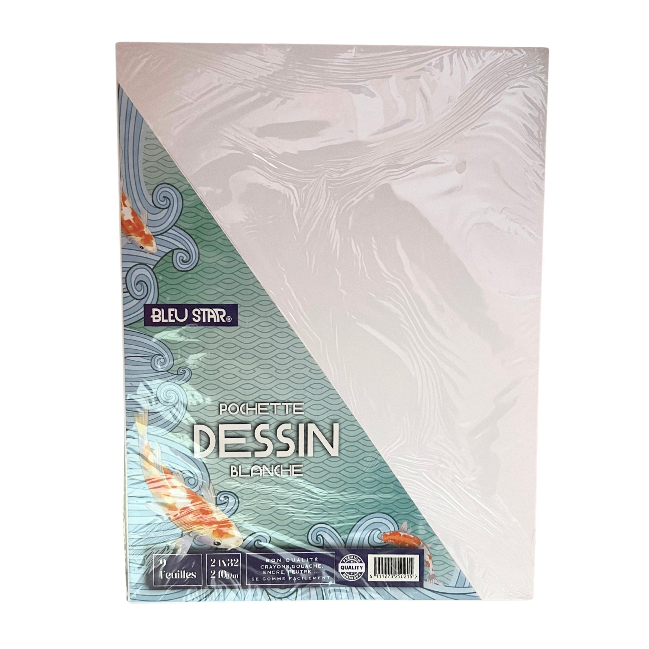 Pochette Papier Dessin 9 Feuilles Blanc 24x32/240g