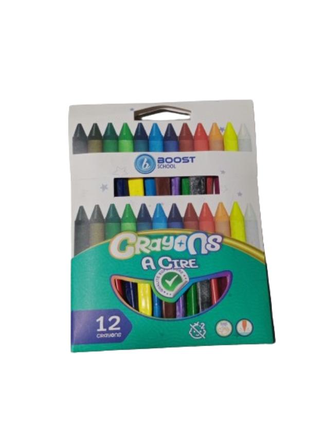 Crayons À Cire 12 Couleurs Boost School Réf. Bs-ca12g